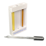 A white oil testing device with two transparent tubes containing yellow and brown liquids, labeled with 'OilSolutionsGroup.com,' accompanied by a glass pipette with a black rubber bulb